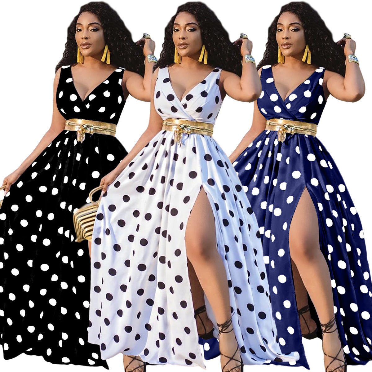 Sexy Dresses Women Party Ladies Belt plus Size Forked Club Dresses