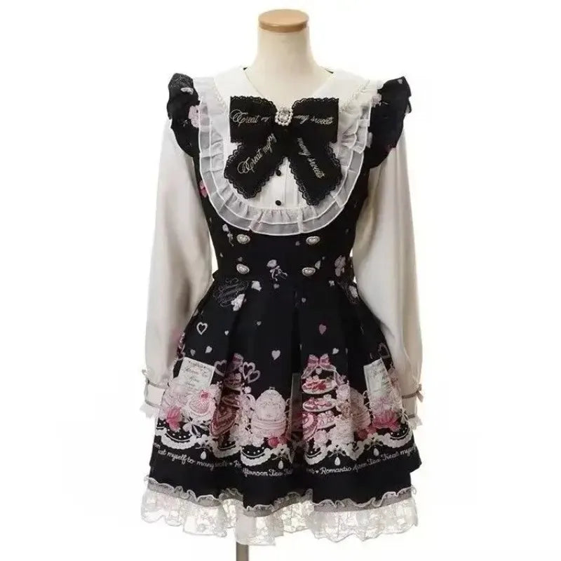 Sweet Lolita Lace up Ruffles Cardigan+ Sexy Slim Fit Strapless Vest Tops+ High Waist Ruched Skirts Early Autumn Three Piece Sets