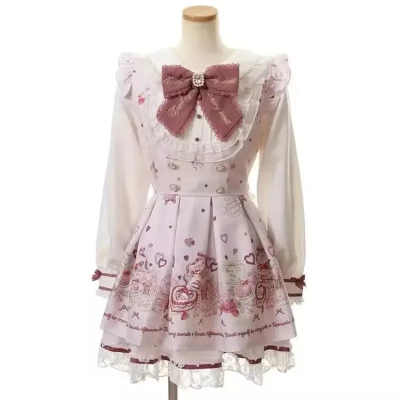Sweet Lolita Lace up Ruffles Cardigan+ Sexy Slim Fit Strapless Vest Tops+ High Waist Ruched Skirts Early Autumn Three Piece Sets
